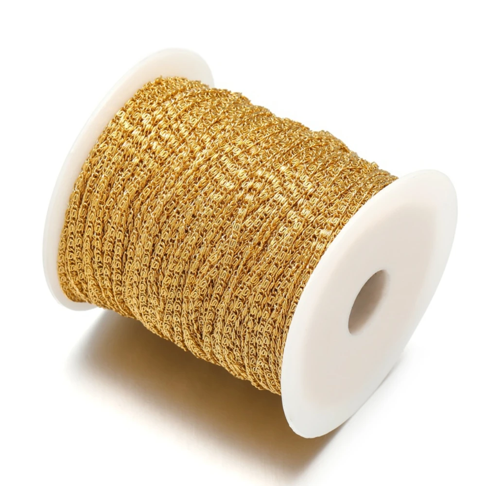 2 Meter/Los vergoldeter Edelstahl 2 mm breite Ketten DIY Schmuckketten für Halskette Armbandherstellung Erkenntnisse Kette Bulk – Detail 1