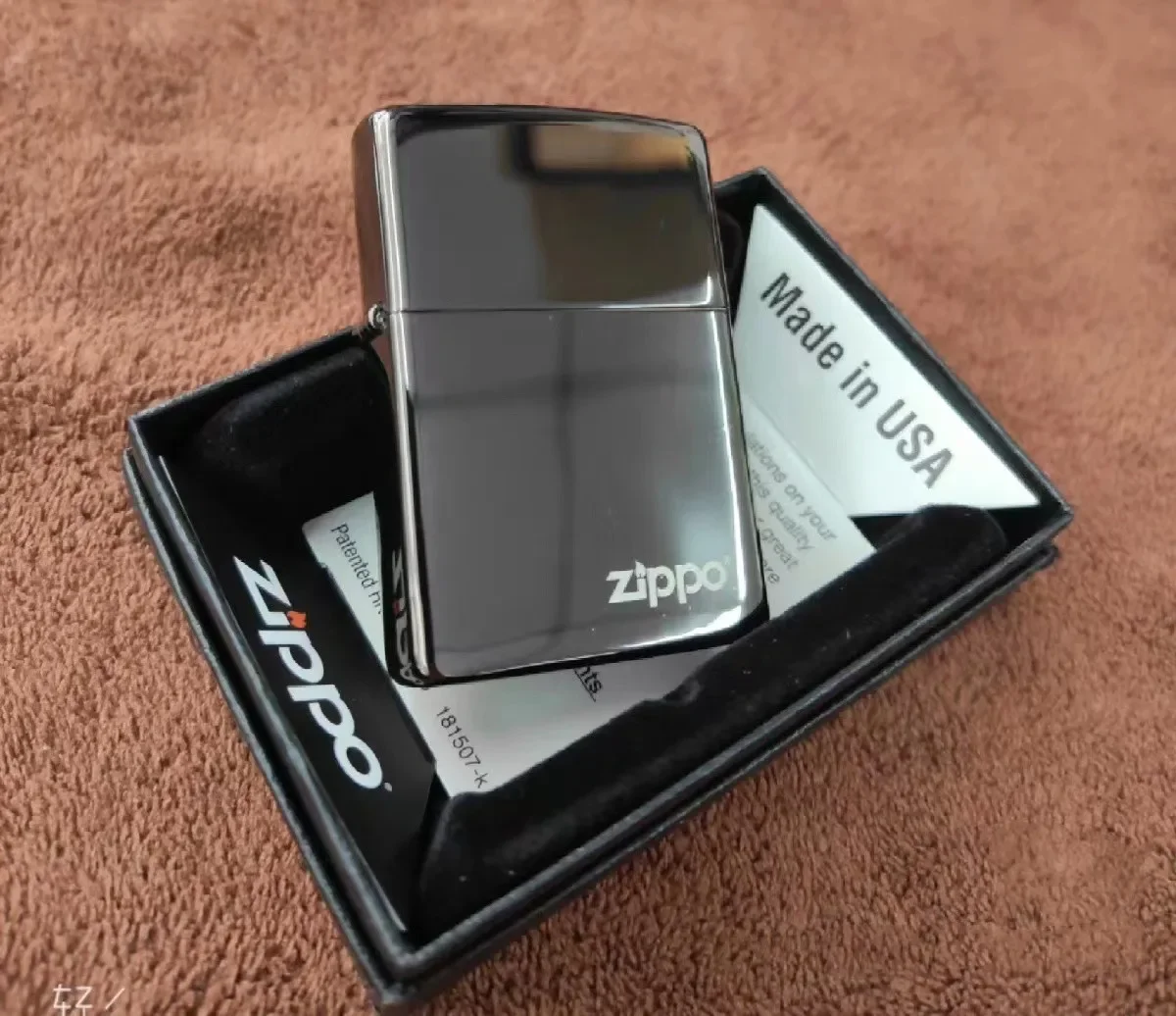 Accendino Zippo Ghiaccio Nero Con Logo Zippo Collezione Antivento In Scatola
