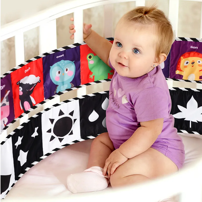 

Montessori Sensory Cloth Book Baby Toys 0-36 Months Newborn Crib Sticker Toys Black White Colorful Animal Cloth Books Baby Gifts