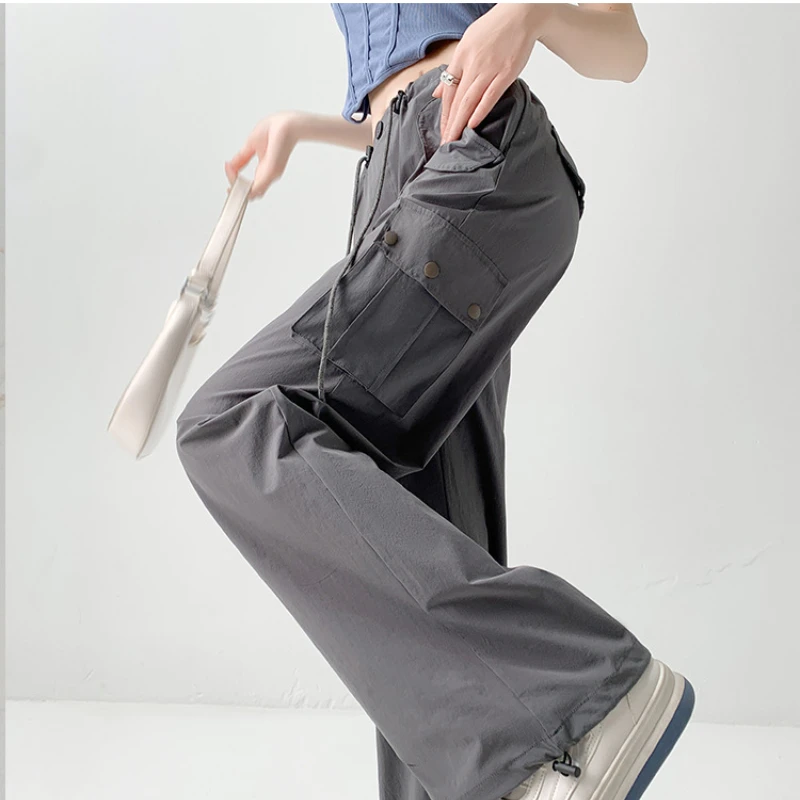 

2023 Autumn Workwear Pants Spicy Girl Pants Women's Korean High Waist Wide Leg Pants Loose Relaxed Solid Color Sports Pants