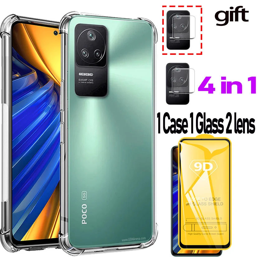 

4-in-1,Case For Xiaomi Poco F4 Silicone Cases+Tempered Glass,Poco F4 Soft Transparent Case Poco X4 GT Xaiomi Coco Poko X4 X3 M3 M4 Pro 5g Smartphone Shockproof Camera Film Back Cover Xiomi Poco X5 Pro 5G F4 GT C40