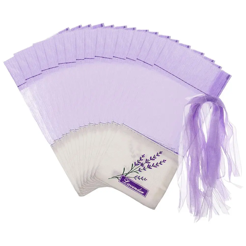 50pcs Lavender Sachet Bags Empty Deep Small Pouch Cotton Travel Packaging Decorative Aromatic Insect
