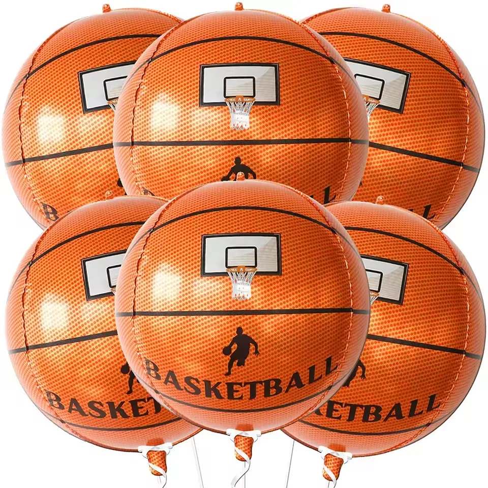 6 Stück 4D-Basketballballballons, Heliumfolienballons für College-Basketball, Dekoration für Party, Sport, Geburtstagsparty-Luftballons