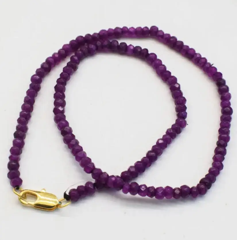 

deep purple jadefaceted roundel 4*2mm chocker necklace 16inch wholesale beads