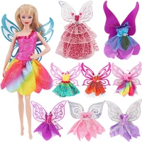 Clothes for Barbies ElfQueen Beautiful Dress Colorful Butterfly Wings 11.8 inch 28 Cm Babies Doll Clothes Fairy Tale Characters 1