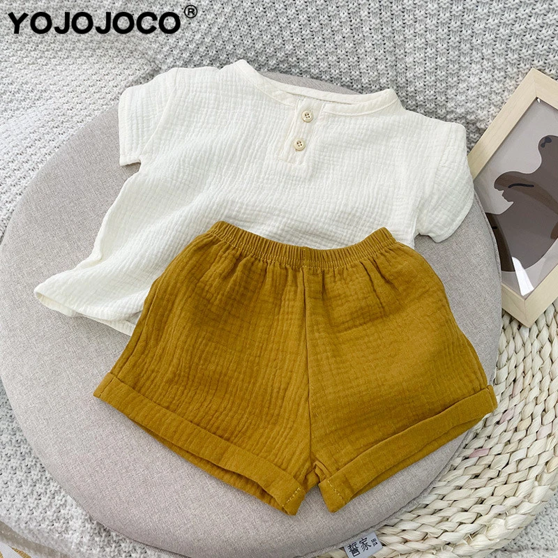 Baby Clothing Set for boy Baby Clothes Summer Short Sleeve Shorts Set 0-5Y Boys Solid Color Cotton Linen Clothing Girls Clothing Baby Casual 2 Piece Set baby clothing set essentials