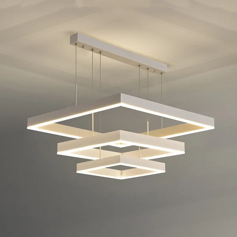Modern Minimalism Led Chandelier Foyer Simple Pendant Chandelier Lighting Square Lustre Led Suspend Chandelier Lamp Led Light
