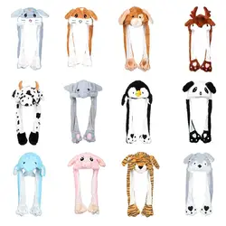 Winter Soft Cute Moving Jumping Funny Cap Plush Rabbit Pinch Airbag Animals Ear Hat