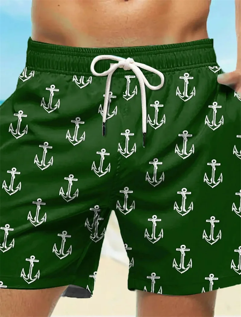 Anchors Pattern Men's Beach Shorts Summer Swim Trunks 3D Printed Women Men Casual Oversized Loose Sport Short Pants