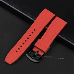 Deluxe Silicone Quick Release Watch Strap - Universal Replacement Watchband - 22mm (Red - black)