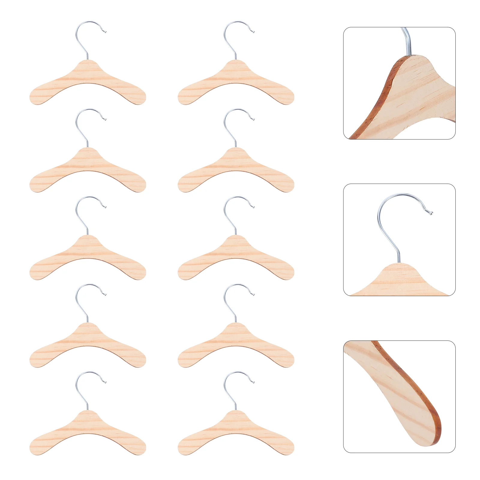 

10pcs Wooden Apparel Hangers Clothes Hangers Drying Rack Hangers Clothing Hanging Rack Thin Space Saving Hook ( 14x14cm )