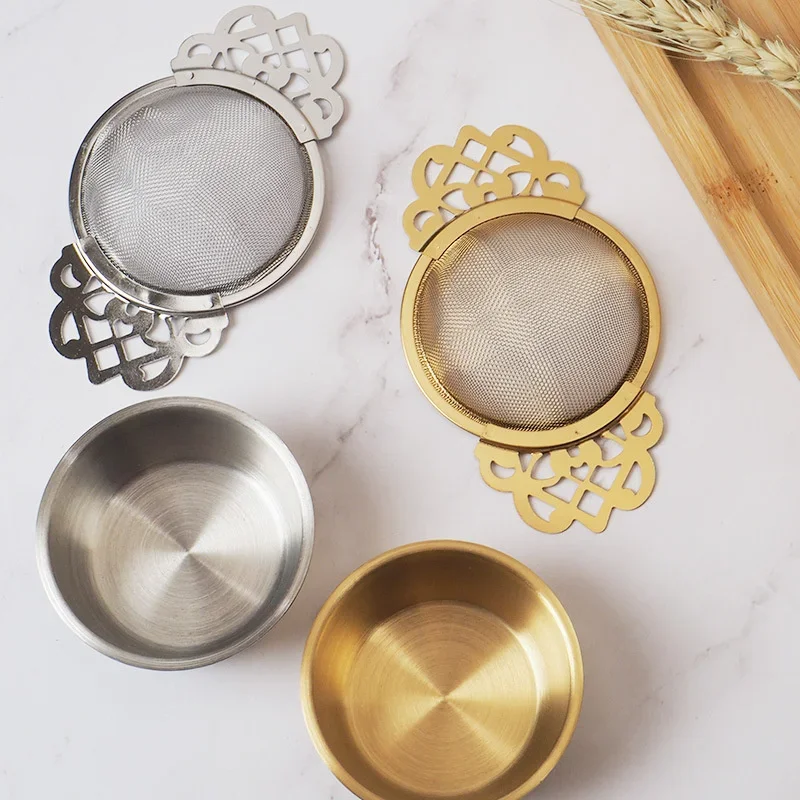 Double-layer Fine Mesh Tea Strainer Stainless Steel Filter Sieve Teaware Lace Tea Drain Useful Infusers Kitchen Accessories tea infuser tea strainer tea filter