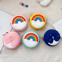 

Donut Round Crossbody Bag Kid Toddler Girl Children Shoulder Handbag Adjustable Strap Holiday Travel Rainbow Printed Pocket Pack