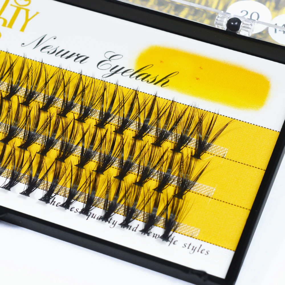 60 Cluster 20D Black Bushy Mink Individual Eyelash Extensions Professional False Eye Lashes Faux Soft Makeup Tools