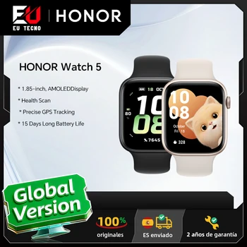 Versione globale HONOR Watch 5 Smartwatch Monitoraggio GPS preciso Scansione rapida della salute Ampio display da 1,85 pollici GPS supportato IP68