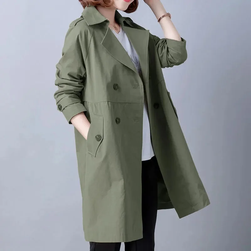 

Spring Autumn 2024 New Windbreaker Jackets Women's Khaki Coat Korean Loose Outerwear Long Trend Female Fashion Overcoat Tops