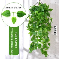 Lush Artificial Ivy Vines Fake Leaves Garland for Decor and Floral Arrangement (Green Clover)