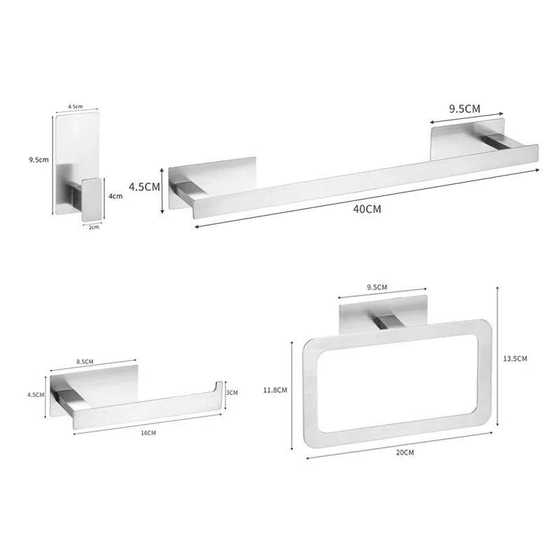Matte Black Bathroom Accessory Set with Wall Shelf, Towel Rack, and Robe Hook