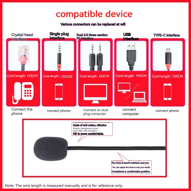 Hands-Free Call Center Office Noise Cancelling 3.5Mm Type C Usb Crystal Plug Headset Headphone Clear Sharp Voice Communication - Image 2