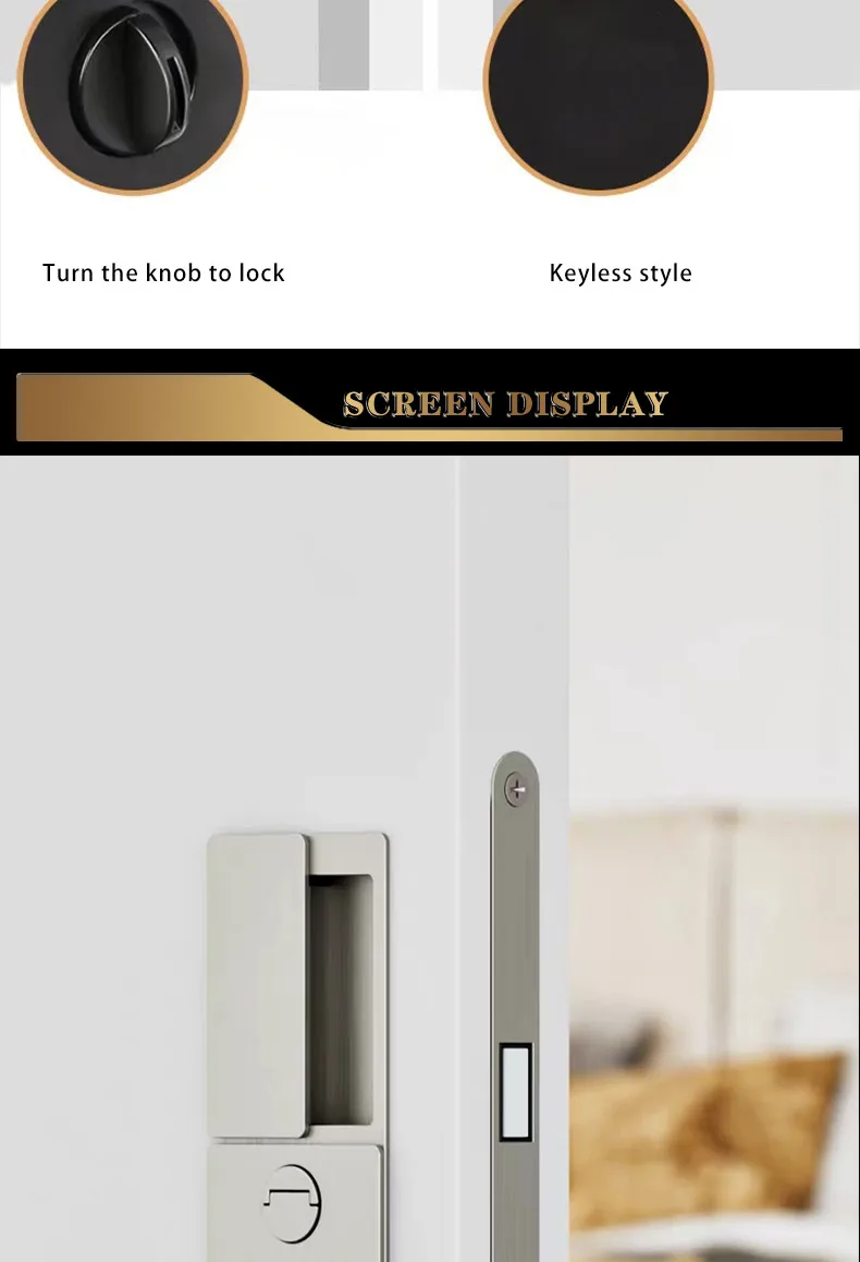 2023 New Handleless Flat Lock Modern Bedroom Magnetic Recessed Door Handle Silent Push-Pull Golden Invisible Sliding Door Lock