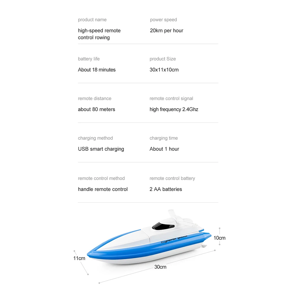 2.4G RC Boat High Speed Racing Boat 20km/h Rechargeable 4CH Electric Remote Control Boats with Bag Ship Model Toy Gifts for Boys