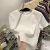 تي شيرت نسائي بلون سادة لعام 2025 تي شيرت صيفي مريح تي شيرت متعدد الألوان ملابس الشارع فضفاضة بأكمام قصيرة للإناث