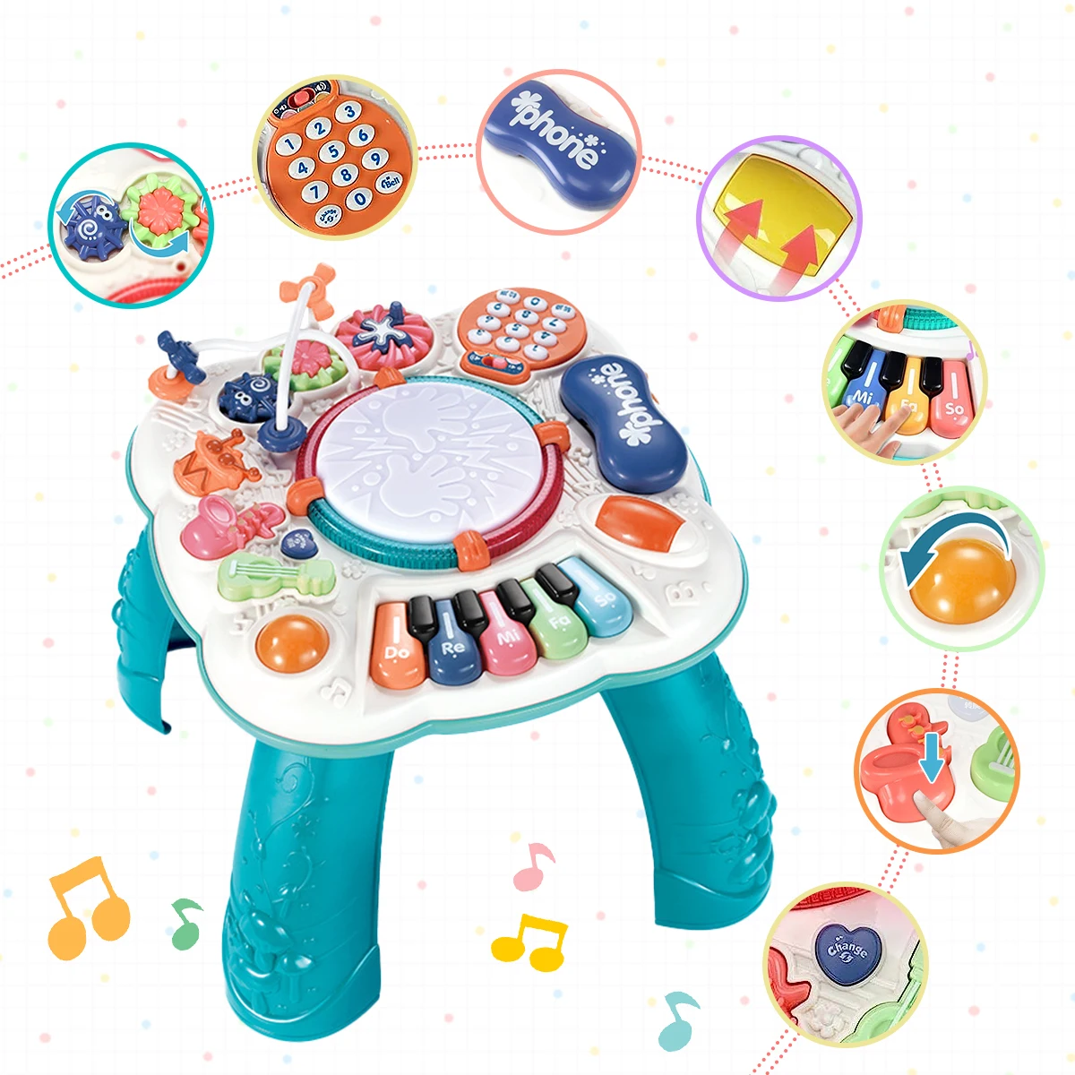 Baby Activity Table Musical Toys Sound Maker Games for Babies Sensory Toys Multi-Functional Movement Developing Educational Toys