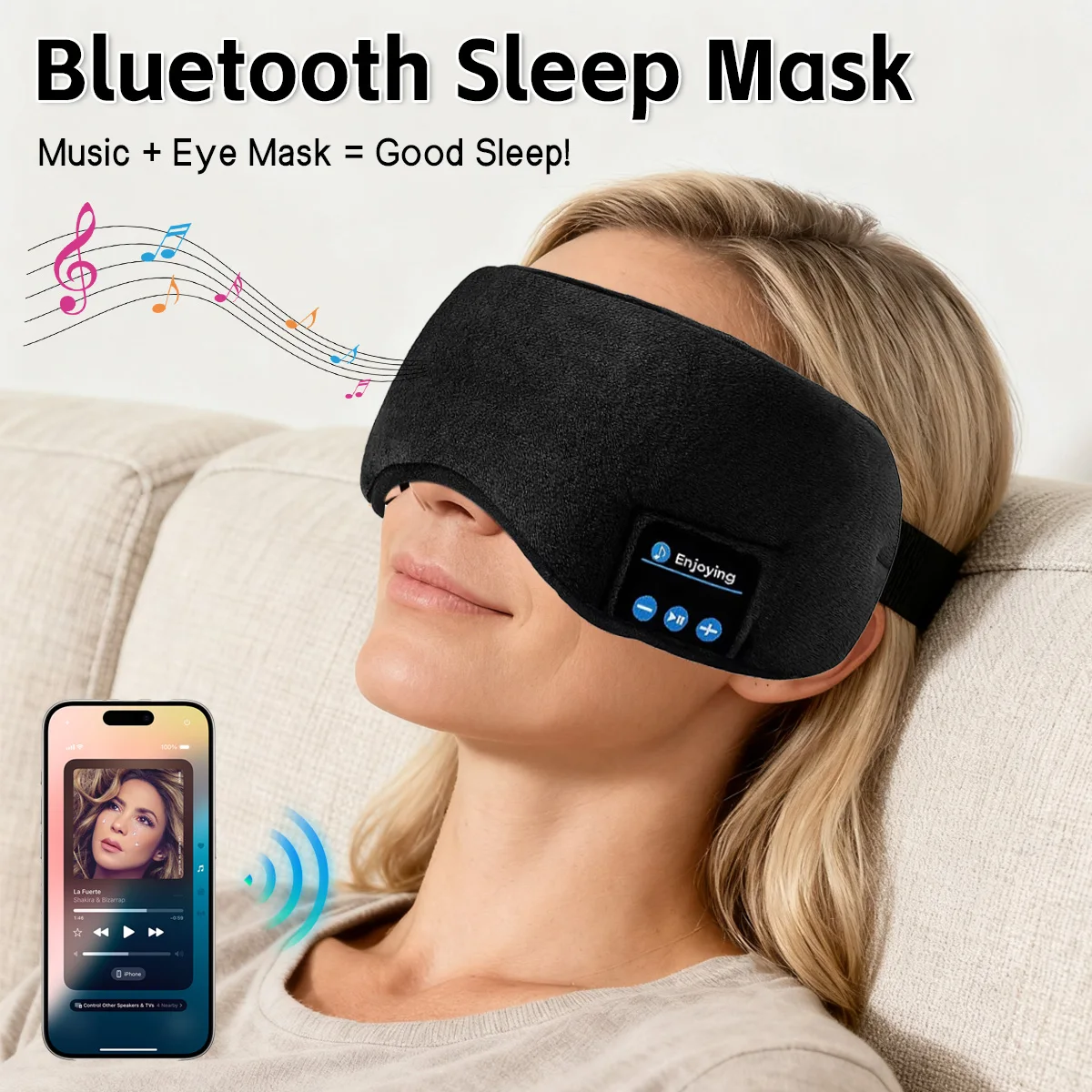 Wireless Bluetooth Sleep Eye Mask Headphones for Sleep Aid