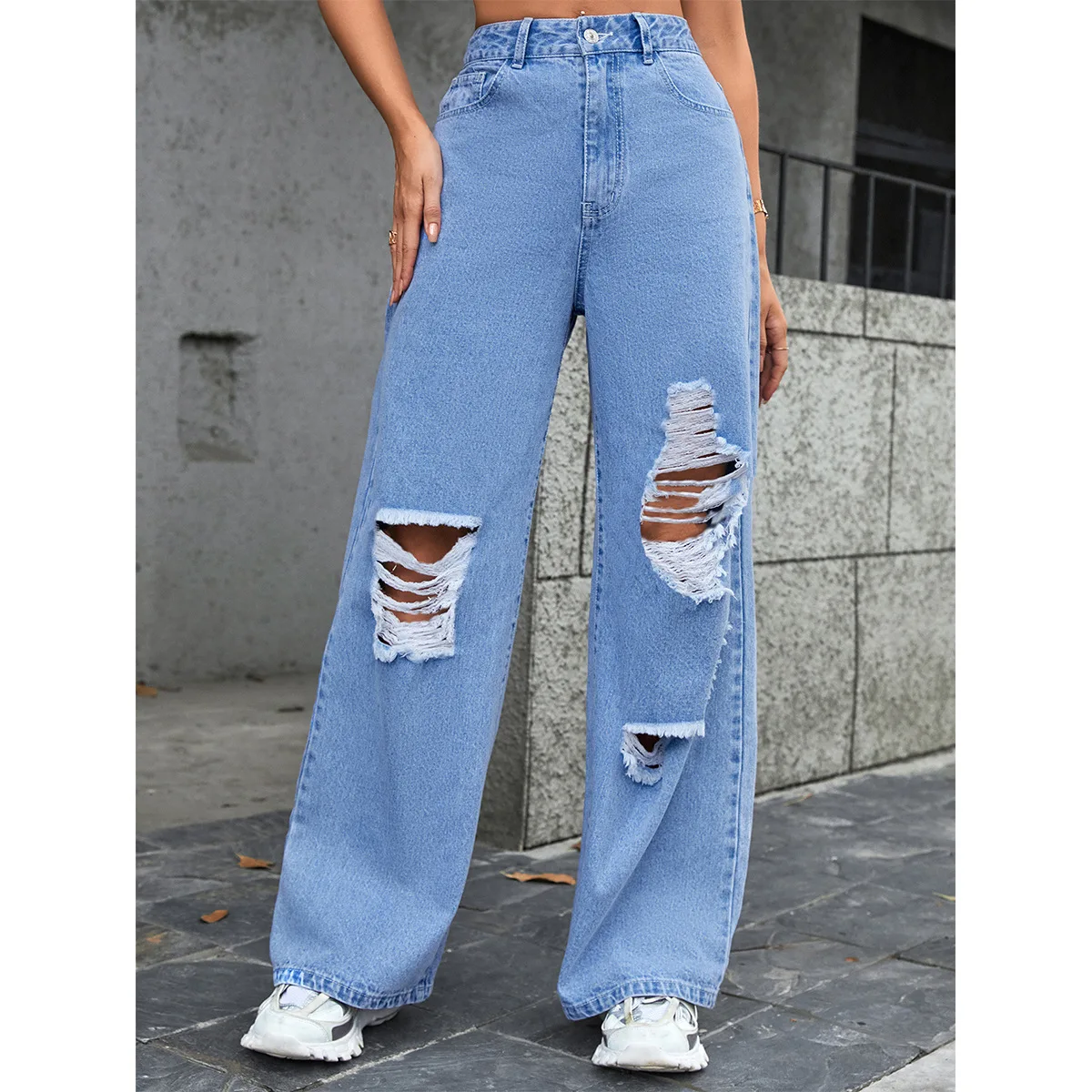 

Women Ripped Jeans Broken Holes Ripped Jeans Vintage Distressed Denim Pants Jeans Woman Cargo Pants Women Pantalones Pants