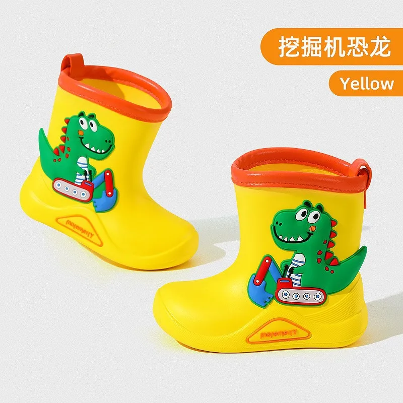 Children's Rain Shoes Rubber Cartoon Dinosaur Rabbit Cute Boys and Girls' Waterproof and Anti Slip High Barrel Rain Boots