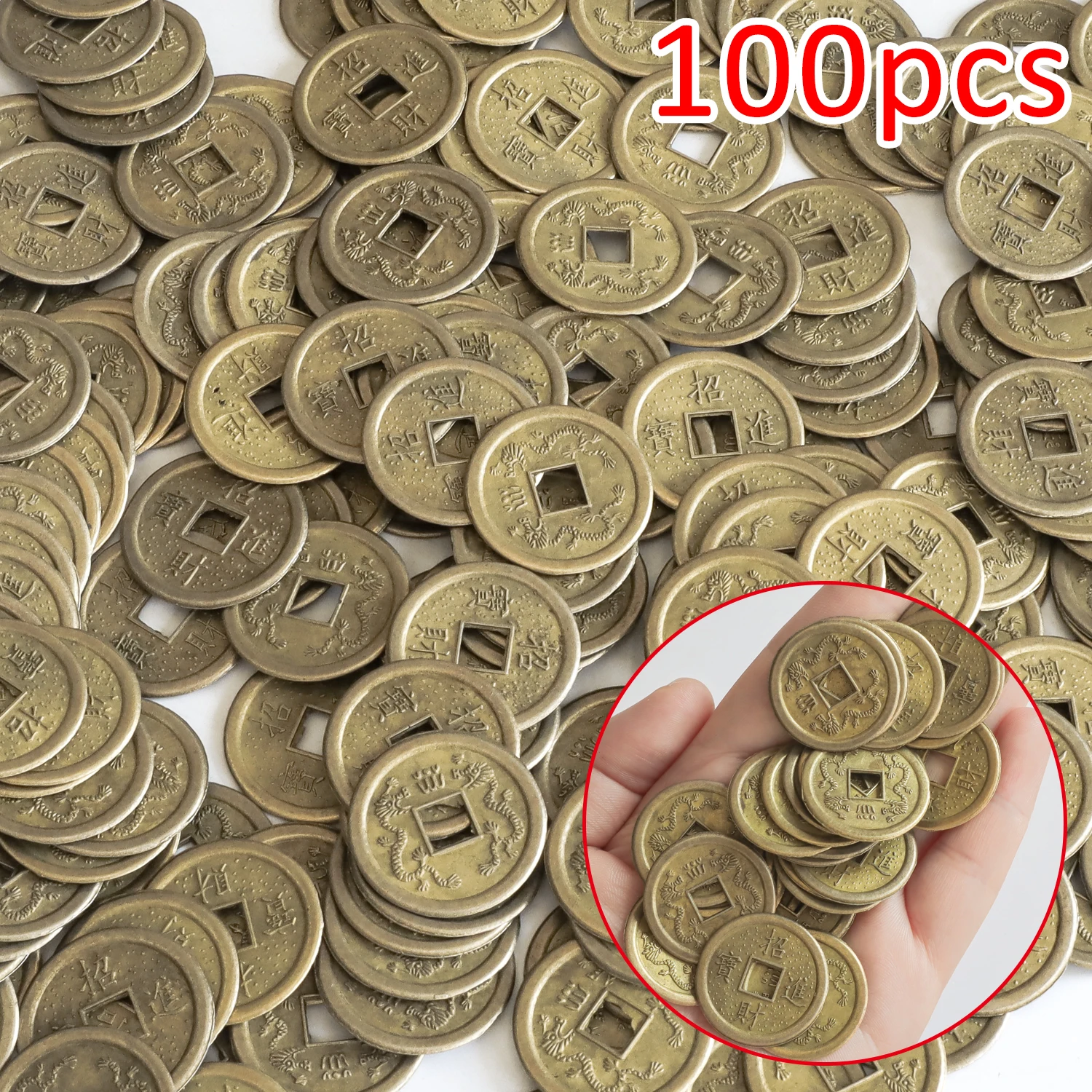 10/20/24mm Chinese Feng Shui Lucky Coins Ancient Oriental Emperor Qing Money Good Fortune Dragon Coin Gift for Collection |