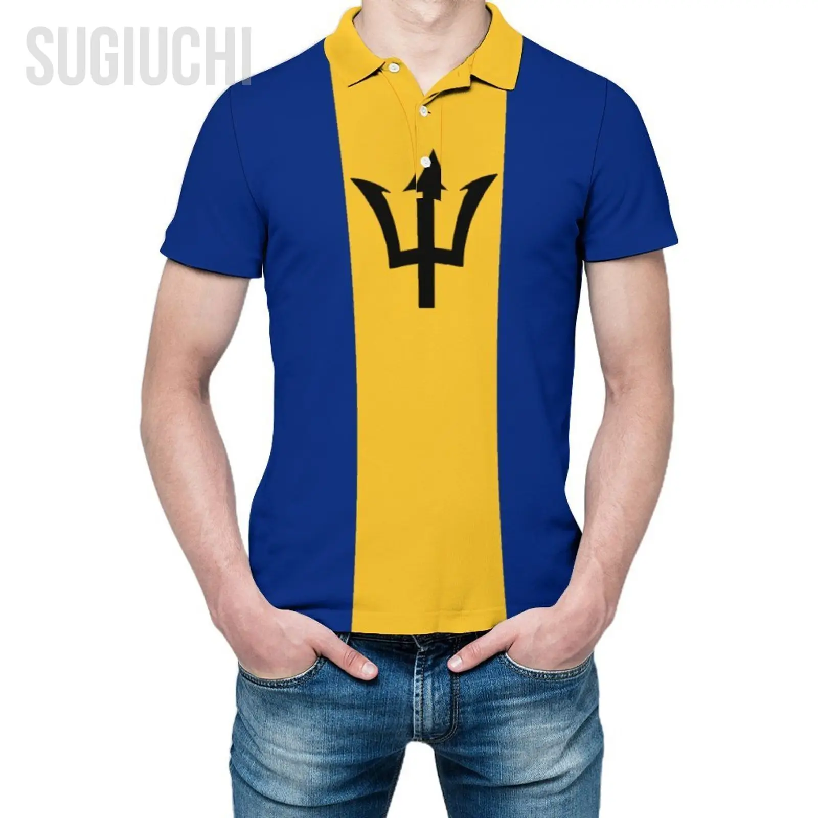 Polo Unisex Bandiera Barbados Stampa 3D Uomo Polo Abbigliamento Moda Tute Maniche Corte