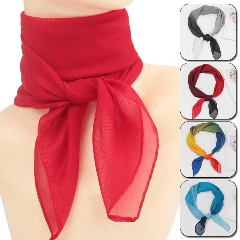 

New Summer Fashion Chiffon Solid Color Scarf Ladies Head Neck Square Scarf Shawls Female Hair Ties Bands Neckerchief Shawls