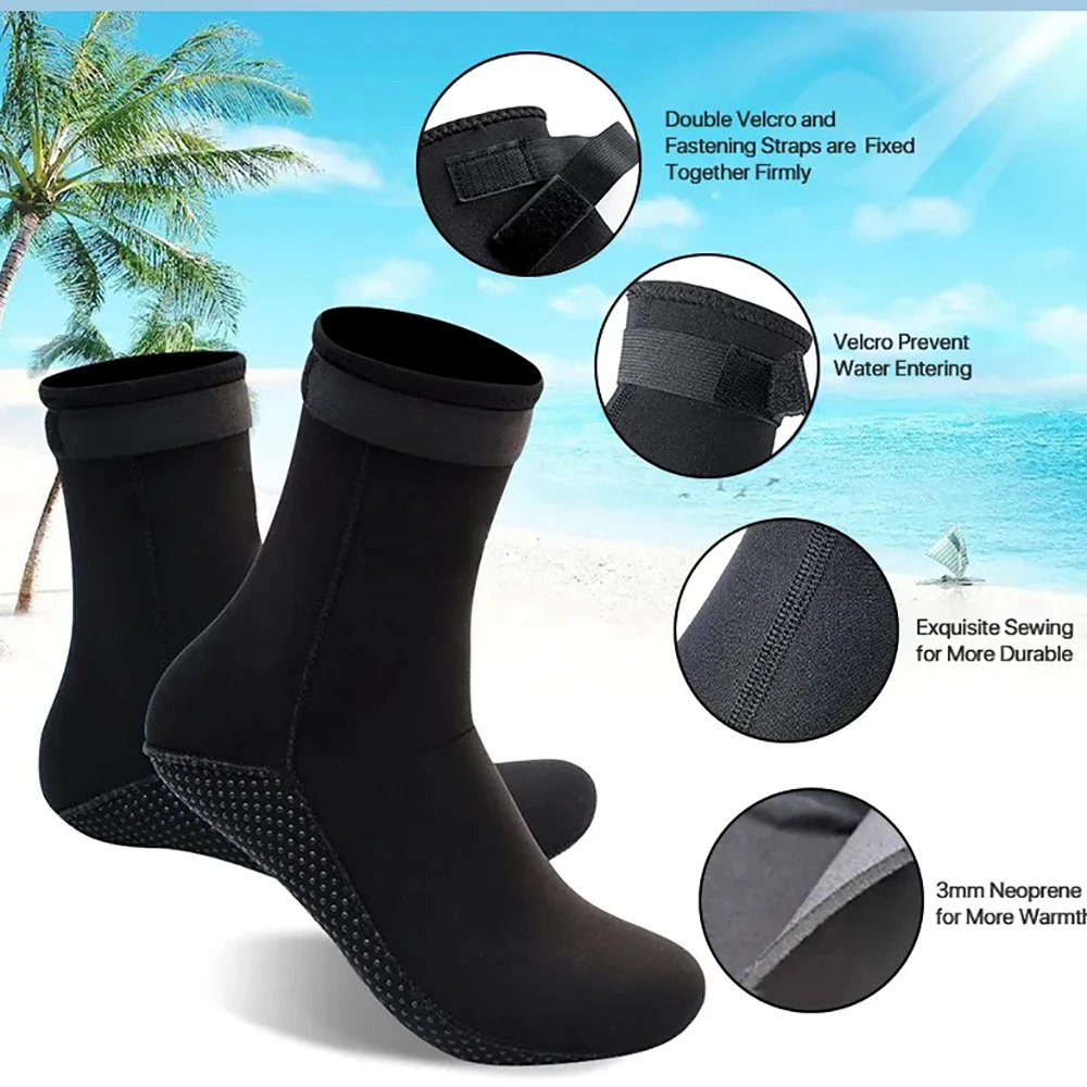 Description Picture 5 of item3mm Neoprene Diving Socks Swimming Wetsuit Shoes Non-slip Adult Warm Patchwork Elasticity Diving Surfing Boots Snorkeling