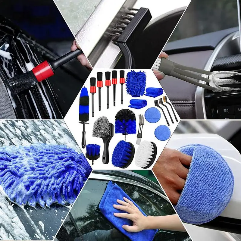 Wheel Brushes For Cleaning Wheels 20 Pcs/Set Car Detailing Brush Set  Professional Car Wash Kit For Cleaning Dirty Tires Releases - AliExpress