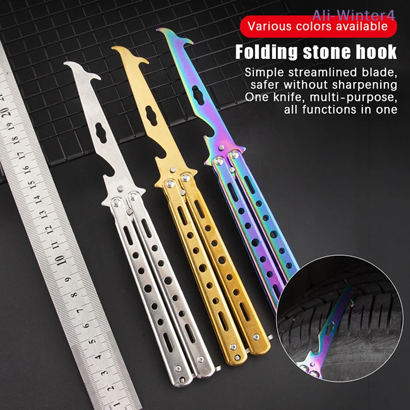 {MOA2} 접이식 자동차 타이어 홈 청소용 훅 스테인리스 타이어 스톤 제거기 타이어 수리 도구 드라이버 액세서리