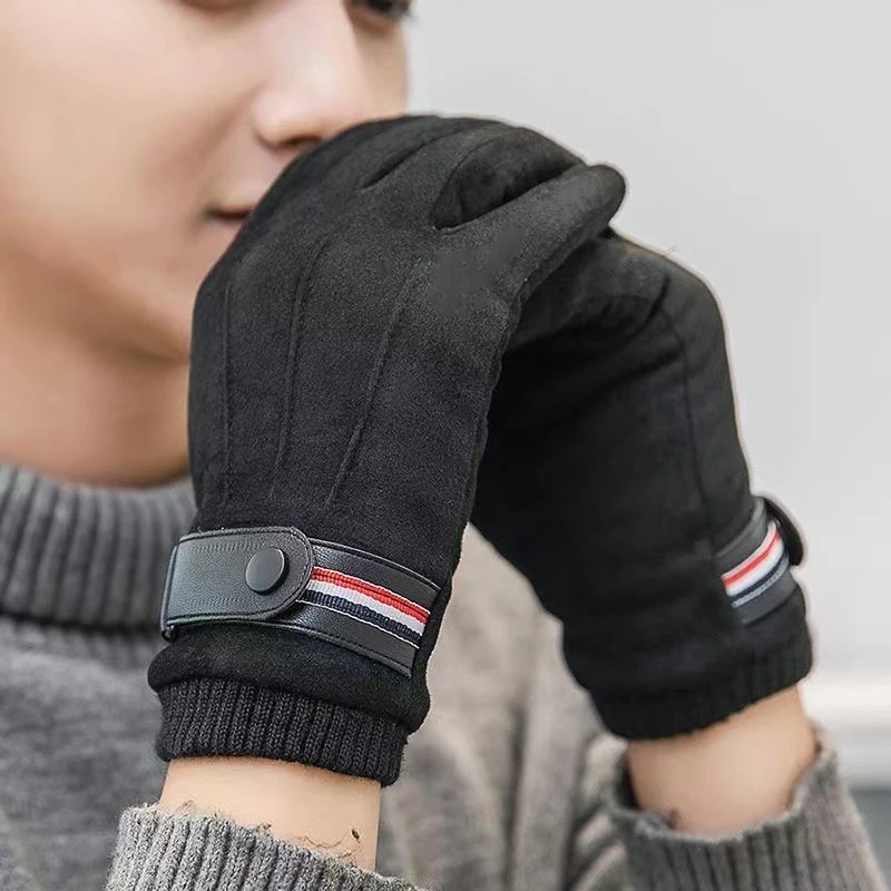 Men's Winter Cycling Gloves - Warm, Windproof, Touchscreen-Compatible Suede
