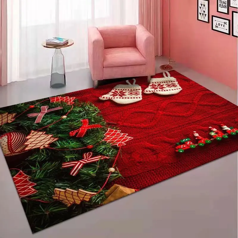 

New Christmas Living Room Carpet Coffee Table Floor Mat Chinese Style Study Bedroom Bedside Home Decoration Non-slip Floor Mat