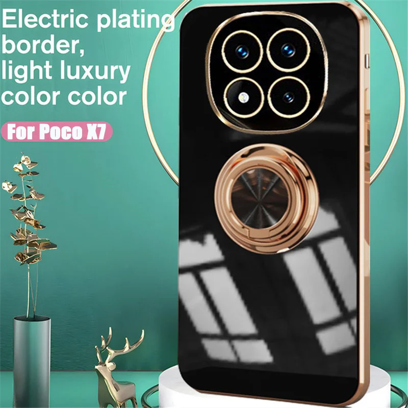 Sleek Magnetic Ring Plating Phone Case - Stylish Back Cover