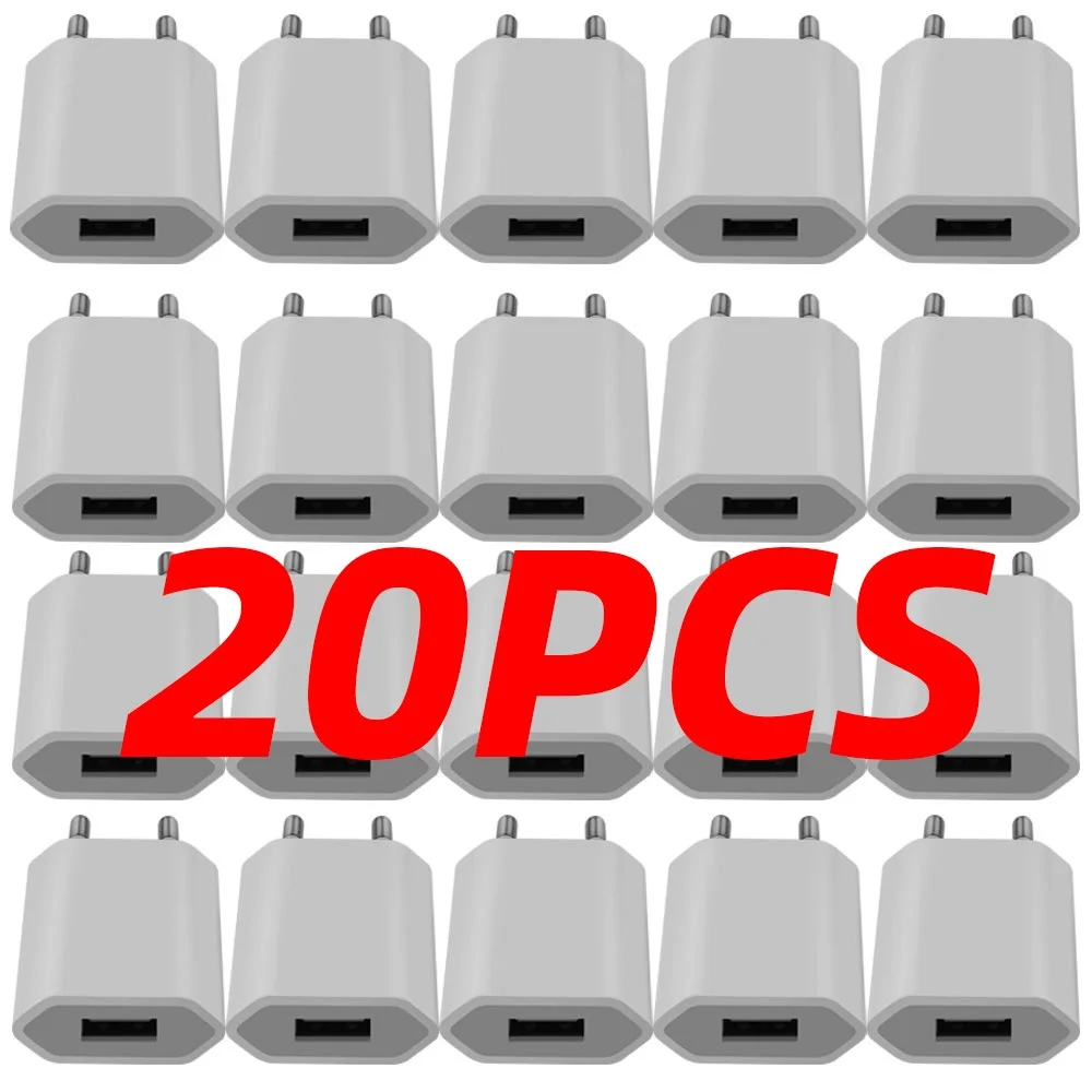 

20Pcs USB Phone Charger Wall Travel Charger Power Adapter EU Plug for iPhone 7 Pro 11 XS MAX XR X SE 2020 8 7 6S Plus Charging