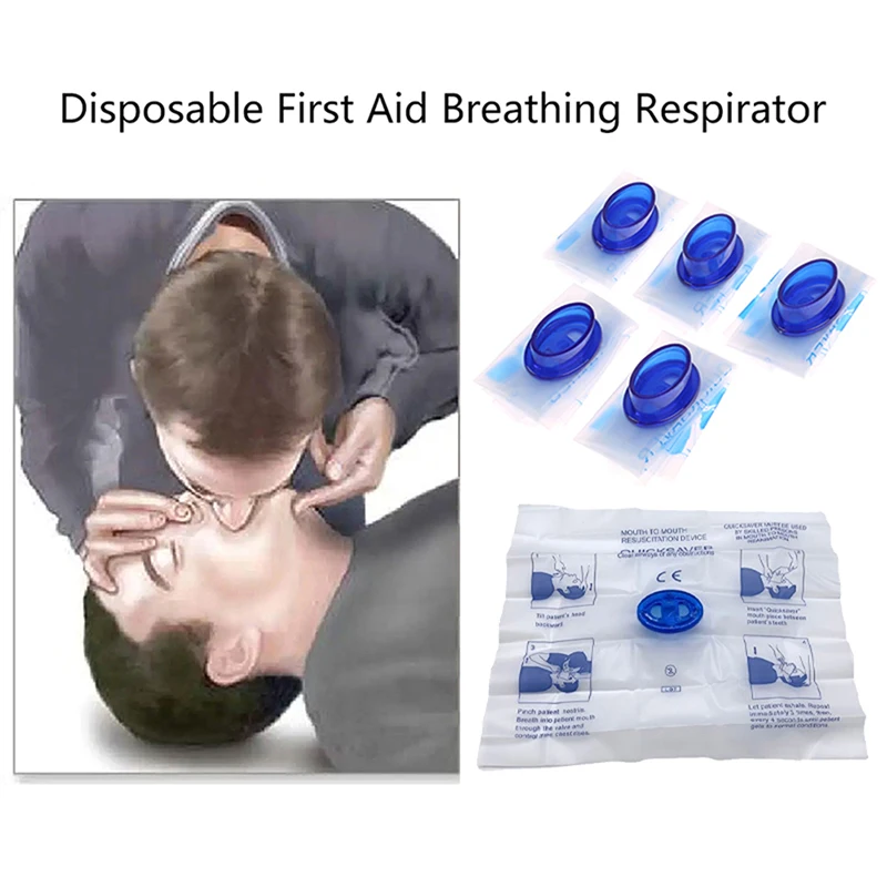 

2/4PCS Disposable First Aid Breathing Respirator CPR Face Shield Respiration Breathing Mask Emergency Training Rescue Tools