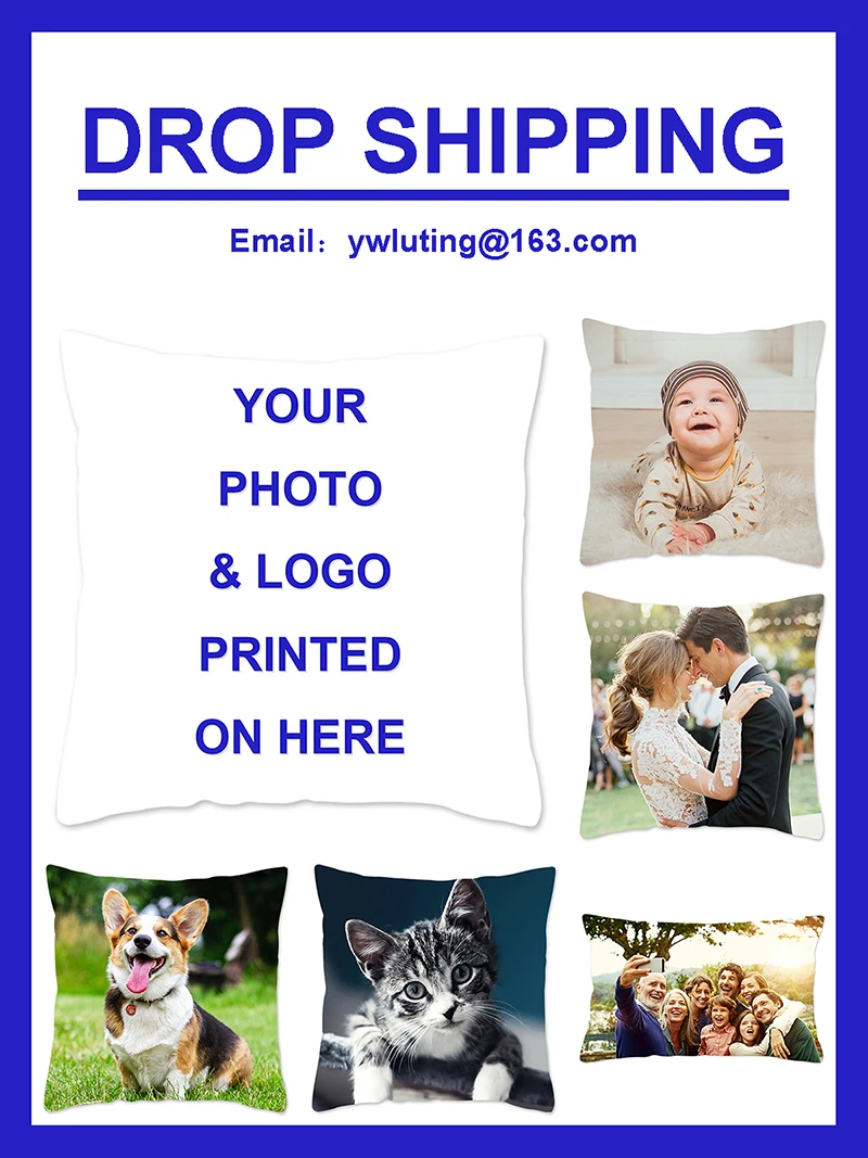 Description Picture 2 of itemCustom Cushion Cover DIY Customized Throw Pillow Home Decorative Square Wedding Pets Baby Print Pillowcase Drop Shipping