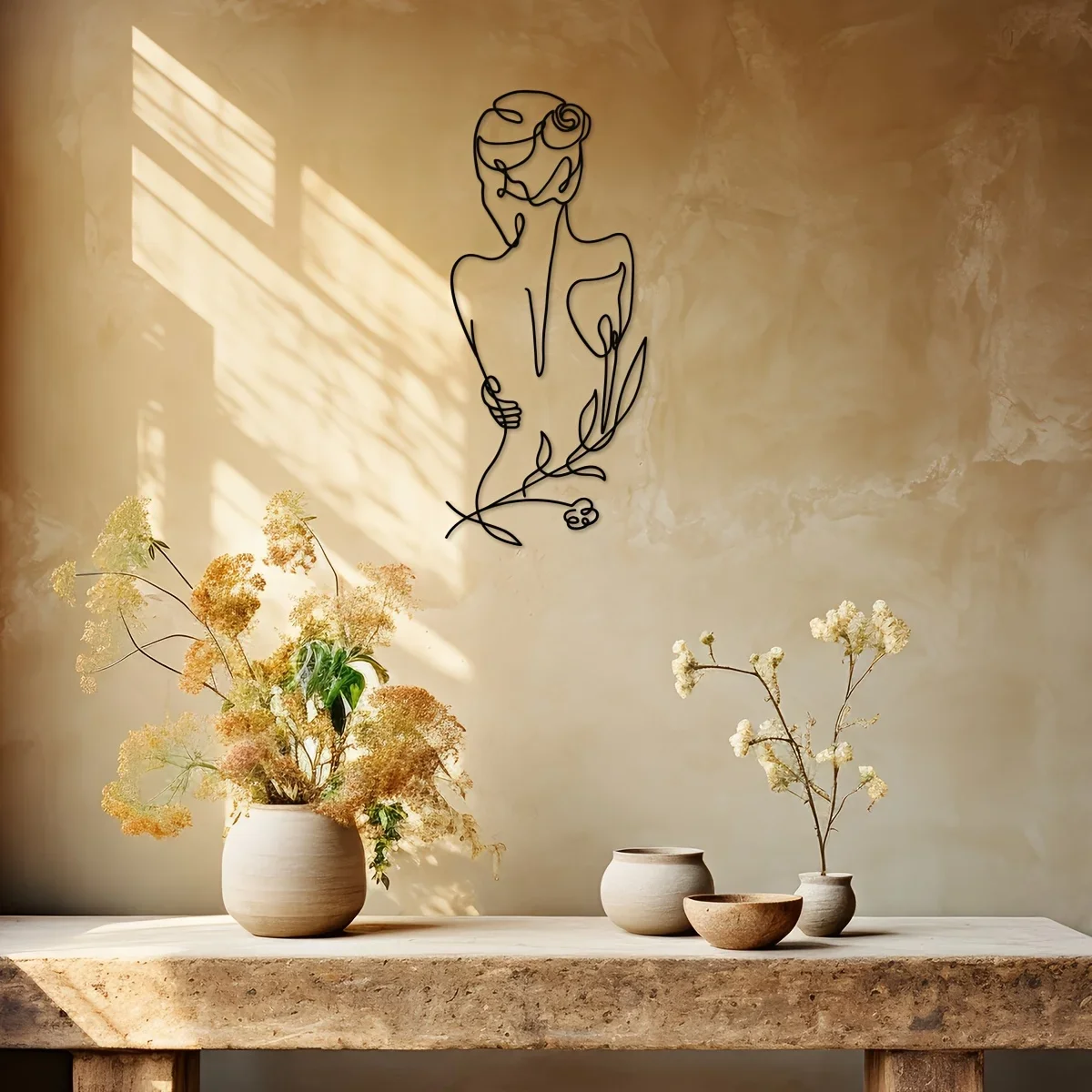 Minimalistische Wandkunst aus Metall mit Paar-Silhouette – modernes Liebessymbol aus schwarzem Stahl für Schlafzimmer/Wohnzimmer – Detail 3