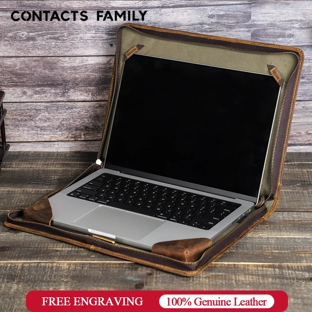 Macbook Pro hava 13 için temas aile hakiki deri kılıf m1 Macbook Pro 14 Pro  16 2023 iş dizüstü kol çantası evrak - AliExpress