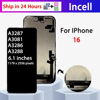 Display LCD Incell per iPhone 16, Nuovo Schermo Touch con 3D Touch, Ricambio per iPhone 16 A3287 A3081 A3286 A3288