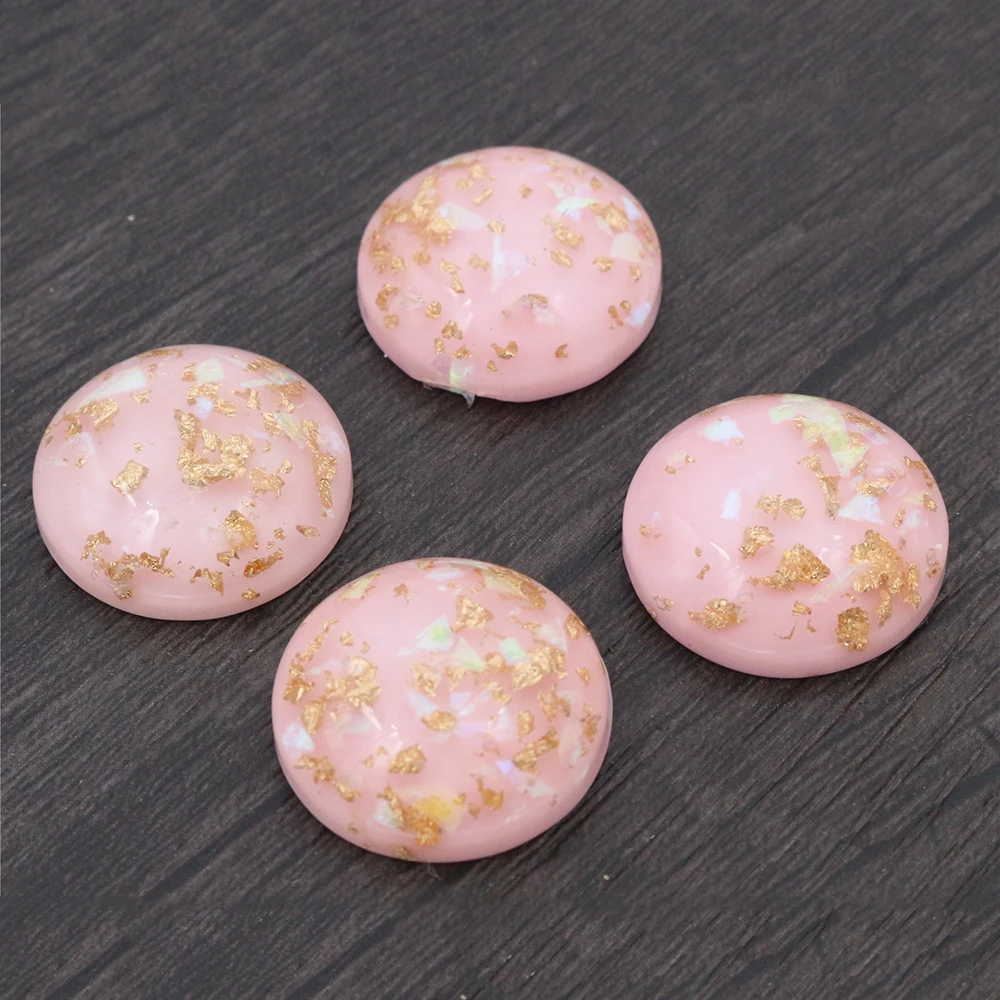 새로운 패션 믹스 컬러 내장 금속 호일 플랫 백 레진 카보숑 카메오, 20mm, 10 개/로트
