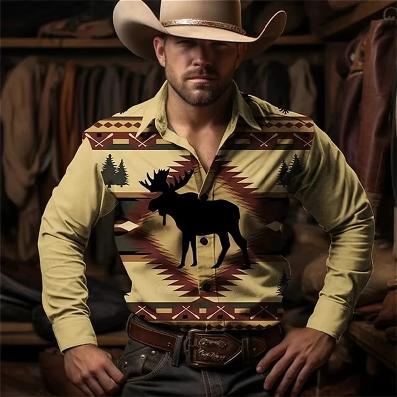 Horse Cactus denim western-style 3d Print Long Sleeve Hawaiian Shirs Men Women Fashion Casual Beach Blouse Men Clothing Street