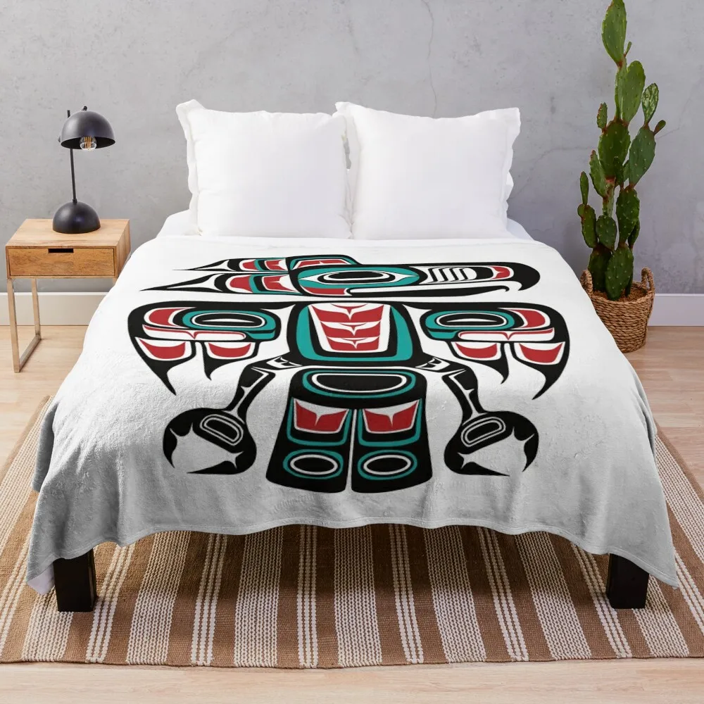 Haida Tlingit Native Raven Totem Coperta Per Divano Coperte Decorative Sottili Per Divani
