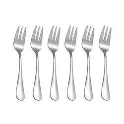 Elegant Stainless Steel Dessert and Fruit Fork Set - 6 - Piece Collection for Entertaining Guests (Silver)