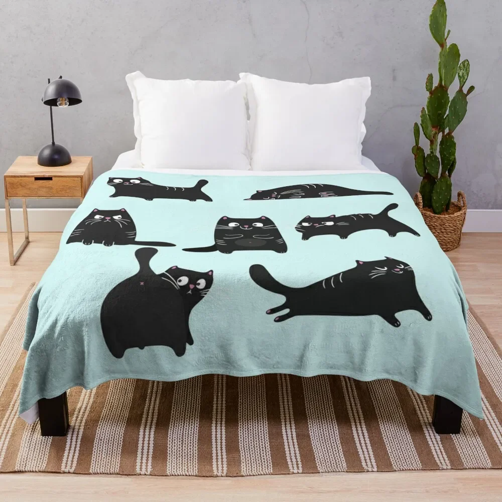 

Black Cat Throw Blanket Sofas Loose bed plaid Blankets